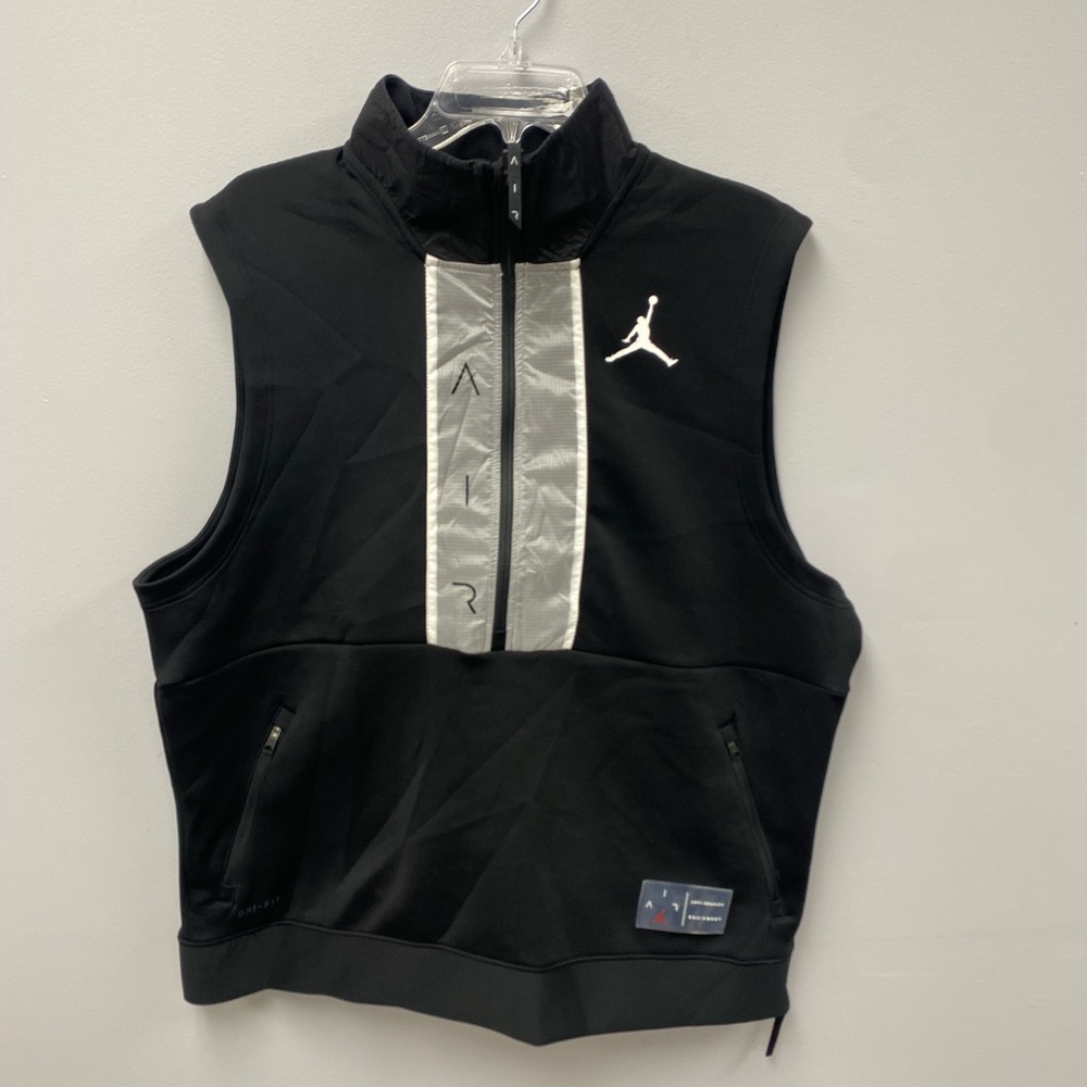 Nike Jordan Air Mens 1/2 Zip Vest Size Large Black CU1344-010 Size Large NWT